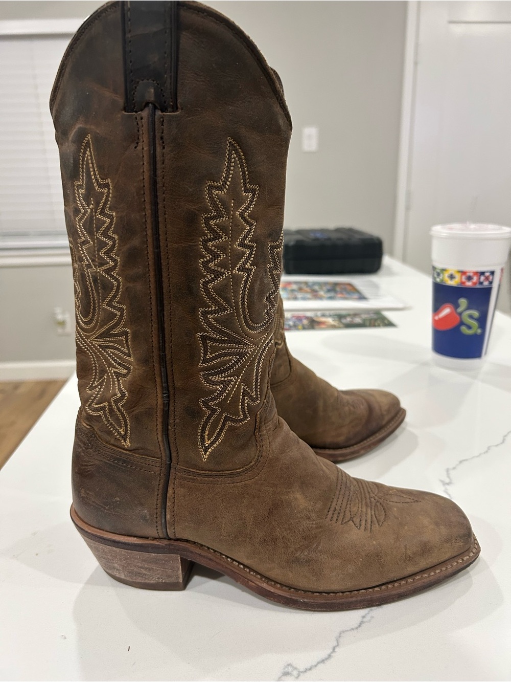 Women’s Abilene Brown Leather Western Cowboy Boots - Size 6 1/2